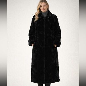 Vintage JH Collectibles Faux Fur Luxurious Knee Length Coat Size Small